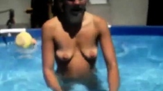 Saggy Tits, Big Nipples, Naked Splits in Pool