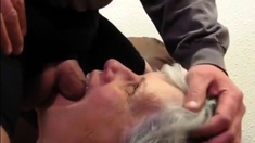 Grey haired granny blowjob