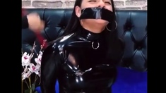 Latina Latex Girl Gagged With Tape