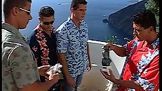 Two hunky guys go on vacation and enjoy the sun, the sea and the anal sex